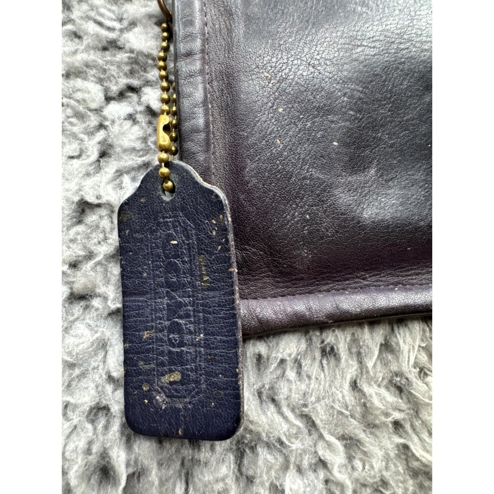 Vintage Coach Womens Leather Skinny Cosmetic Case Bag Pouch Wallet Black/Purple - Picture 4 of 9